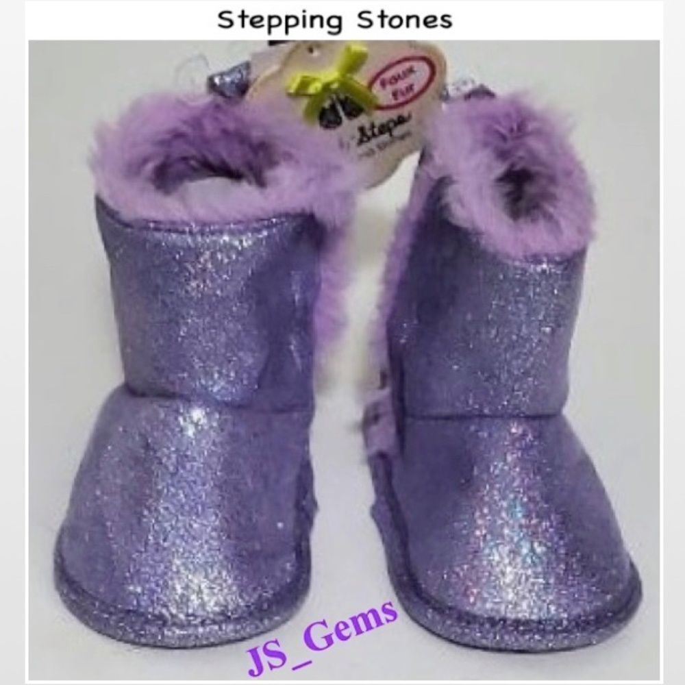 New Stepping Stones Boots Baby Purple Sparkle Boot Kid Shoe NWT